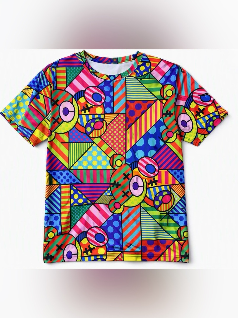 Multicolor Geometric Pop Art Short Sleeve Tee